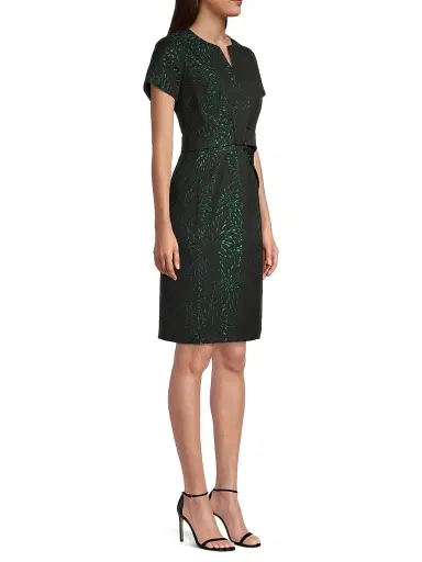 Shani Women's Jacquard Bow Detail Dress - Black Green | Thumbnail 4 Shani Women's Jacquard Bow Detail Dress - Black Green | Thumbnail 4