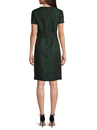 Shani Women's Jacquard Bow Detail Dress - Black Green | Thumbnail 5 Shani Women's Jacquard Bow Detail Dress - Black Green | Thumbnail 5