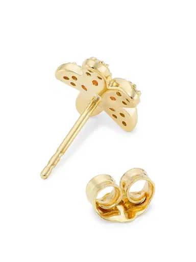 Sydney Evan Women's 14K Yellow Gold, Pink Sapphire & 0.13 TCW Diamond Plumeria Stud Earrings - Gold | Thumbnail 3 Sydney Evan Women's 14K Yellow Gold, Pink Sapphire & 0.13 TCW Diamond Plumeria Stud Earrings - Gold | Thumbnail 3