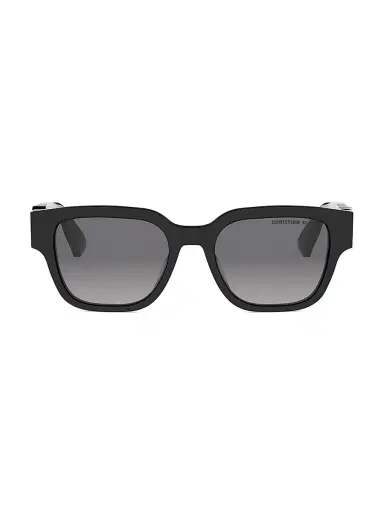 Dior Men's Oblique S1I 53MM Square Sunglasses - Shiny Black Gradient Smoke | Thumbnail 2