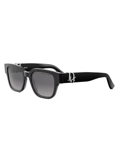 Dior Men's Oblique S1I 53MM Square Sunglasses - Shiny Black Gradient Smoke | Thumbnail 1
