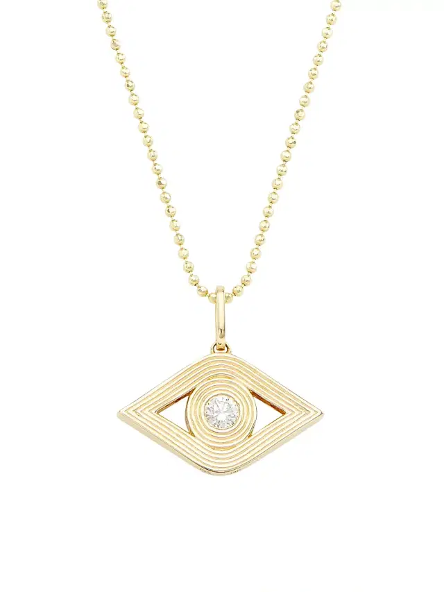 Women's 14K Yellow Gold & 0.19 TCW Diamond Evil Eye Pendant Necklace