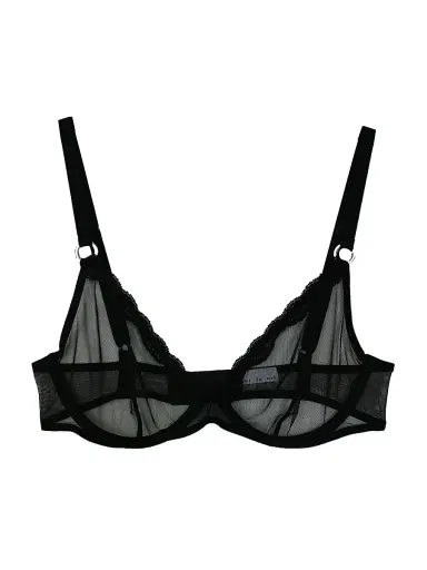 Fleur du Mal Women's Sheer Tulle Demi Bra - Black | Thumbnail 3 Fleur du Mal Women's Sheer Tulle Demi Bra - Black | Thumbnail 3