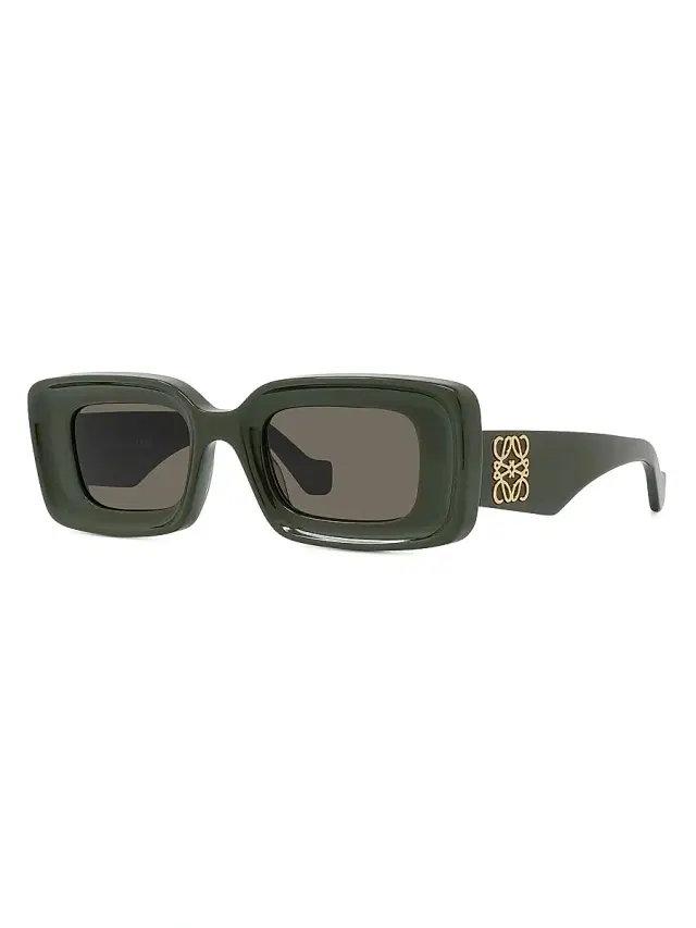 Men's Anagram 46MM Geometric Sunglasses - Dark Olive Green Brown