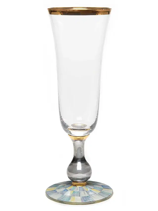 MacKenzie-Childs Sterling Check Champagne Flute