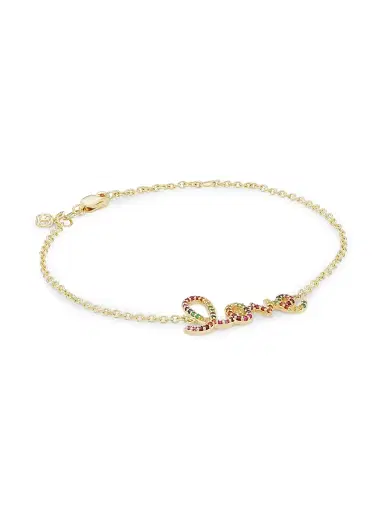 Sydney Evan Women's 14K Yellow Gold & Multi-Stone Rainbow 'Love' Charm Bracelet | Thumbnail 1 Sydney Evan Women's 14K Yellow Gold & Multi-Stone Rainbow 'Love' Charm Bracelet | Thumbnail 1