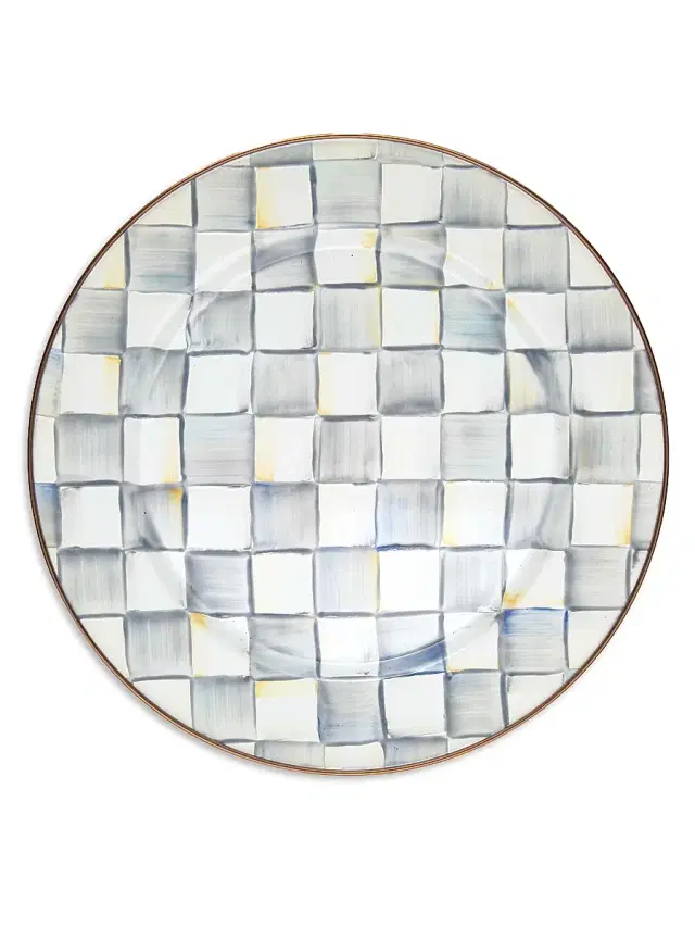 Sterling Check Enamel Charger Plate