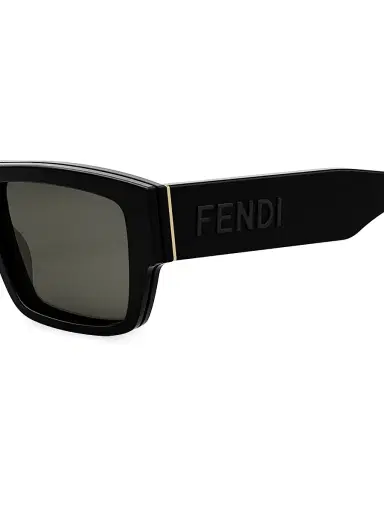 Fendi Men's Signature 53MM Rectangular Sunglasses - Dusty Blue Light Blue | Thumbnail 11