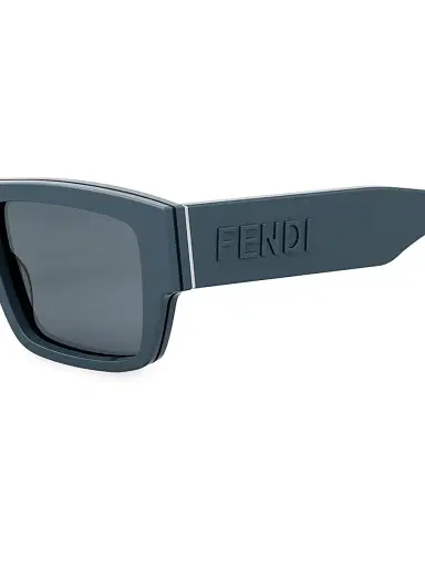 Fendi Men's Signature 53MM Rectangular Sunglasses - Dusty Blue Light Blue | Thumbnail 3