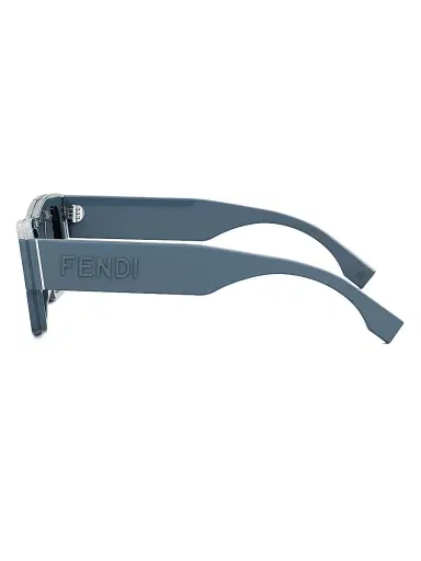 Fendi Men's Signature 53MM Rectangular Sunglasses - Dusty Blue Light Blue | Thumbnail 4