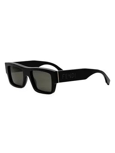 Fendi Men's Signature 53MM Rectangular Sunglasses - Dusty Blue Light Blue | Thumbnail 9