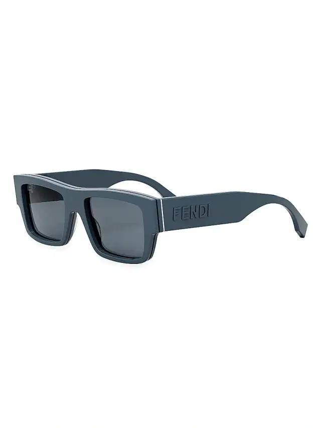 Men's Signature 53MM Rectangular Sunglasses - Dusty Blue Light Blue Men's Signature 53MM Rectangular Sunglasses - Dusty Blue Light Blue