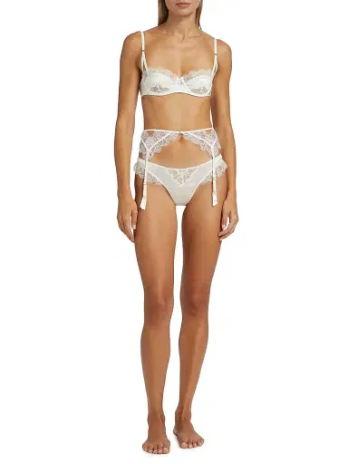 Kiki de Montparnasse Women's Lace Inset Garter Belt - Ivory - Size Large | Thumbnail 2 Kiki de Montparnasse Women's Lace Inset Garter Belt - Ivory - Size Large | Thumbnail 2