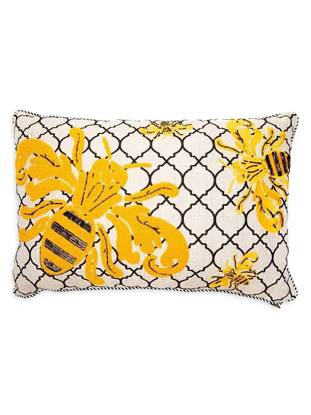 MacKenzie-Childs Queen Bee Outdoor Lumbar Pillow