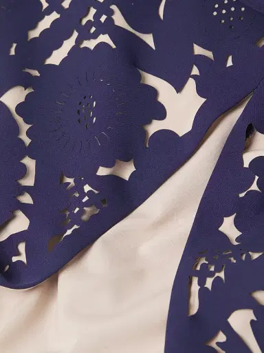 Shani Women's Floral Crepe Laser-Cut Midi Dress - Navy | Thumbnail 6