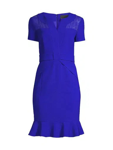 Shani Women's Flounce Crepe & Silk Sheath Dress - Blue | Thumbnail 1