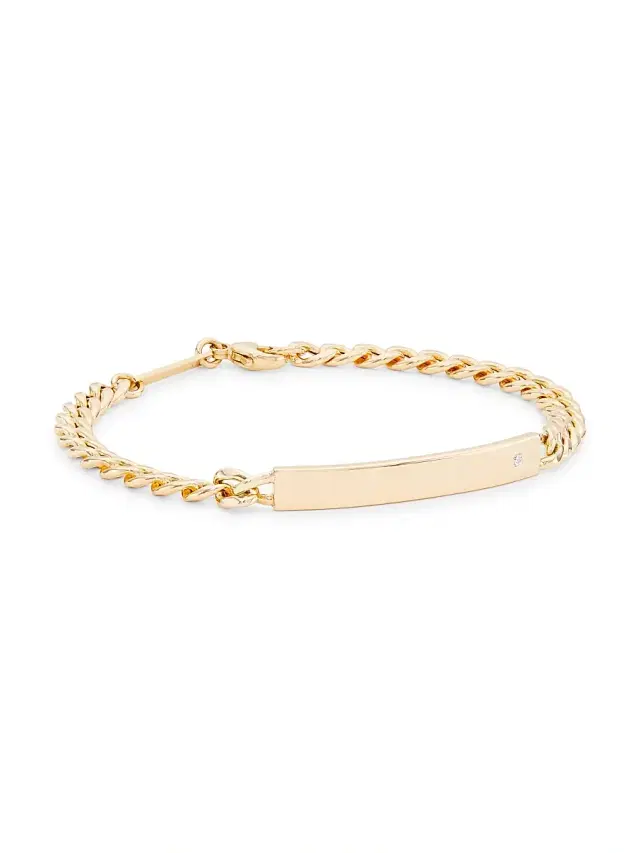 Women's Identity 14K-Yellow-Gold & 0.015 TCW Diamond Chain Bracelet - Yellow Gold