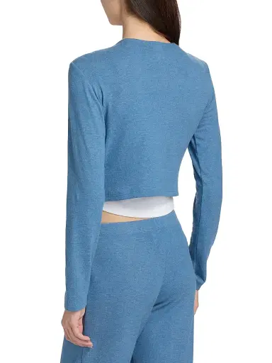 LESET Women's Lauren Crop II Knit Cardigan - Bleuet Melange - Size XL | Thumbnail 5