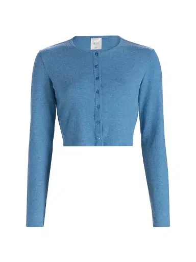 LESET Women's Lauren Crop II Knit Cardigan - Bleuet Melange - Size XL | Thumbnail 1