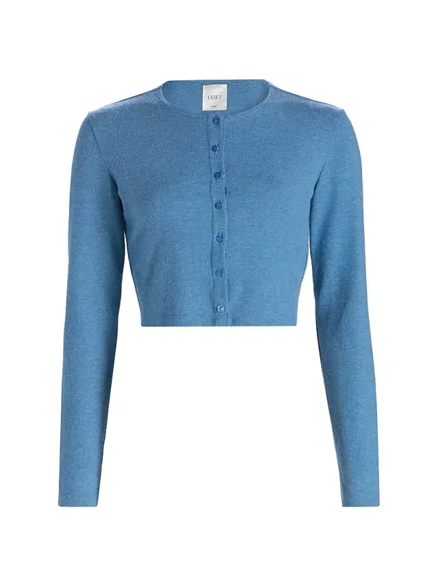 Leset Women's Lauren Crop II Knit Cardigan - Bleuet Melange