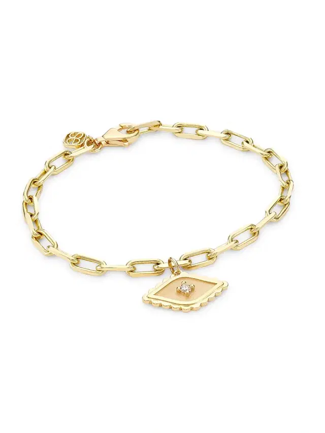 Women's  Evil Eye 14K Gold & 0.066 TCW Diamond Charm Bracelet - Gold