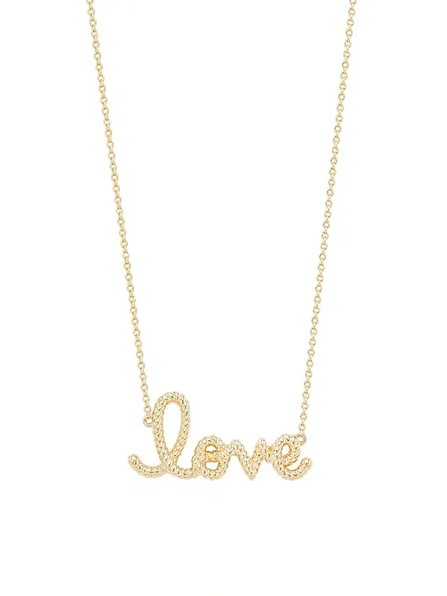Women's  Love Script 14K Yellow Gold Rope Necklace - Gold