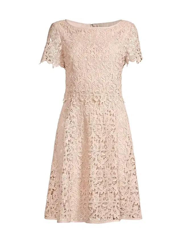 Women's Floral Lace Dress - Champagne