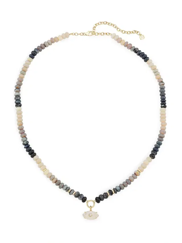Women's Carved Eye 14K Gold, Diamond & Australian Opal Beaded Necklace - Opal