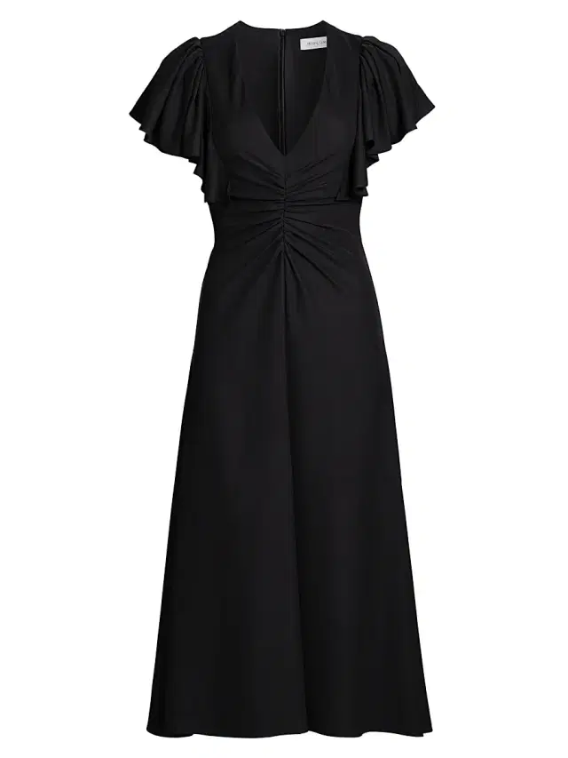 Prabal Gurung Women's Flutter-Sleeve Ruched Midi-Dress - Black
