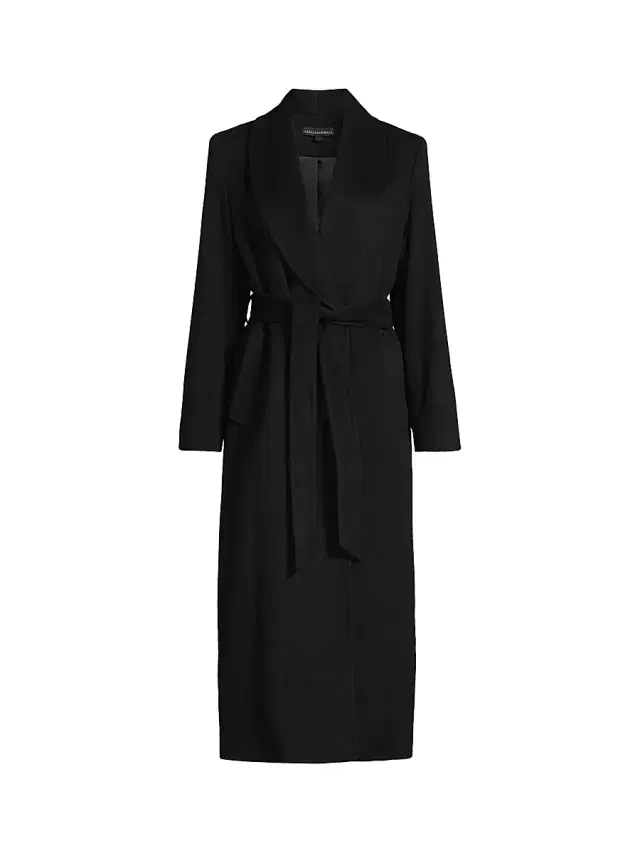 Sofia Cashmere Women's Cashmere Shawl-Collar Coat - Black