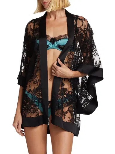 Kiki de Montparnasse Women's Camille Floral Lace Robe - Black - Size Medium | Thumbnail 5 Kiki de Montparnasse Women's Camille Floral Lace Robe - Black - Size Medium | Thumbnail 5