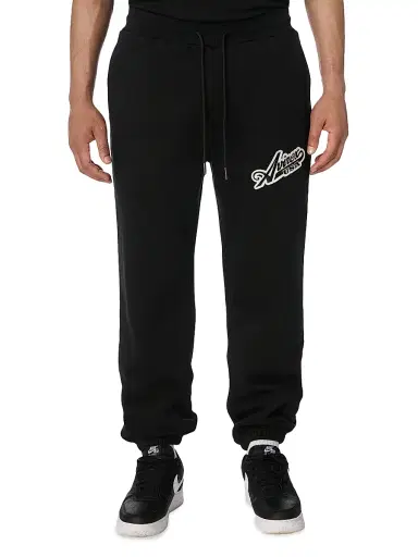 AVIREX Men's Script Logo Cotton Joggers - Black | Thumbnail 3