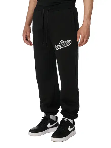 AVIREX Men's Script Logo Cotton Joggers - Black | Thumbnail 4