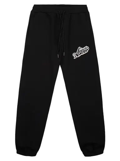 AVIREX Men's Script Logo Cotton Joggers - Black | Thumbnail 1