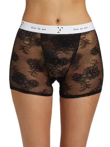 Fleur du Mal Women's Bouquet Lace Boxers - Black - Size XS | Thumbnail 3 Fleur du Mal Women's Bouquet Lace Boxers - Black - Size XS | Thumbnail 3