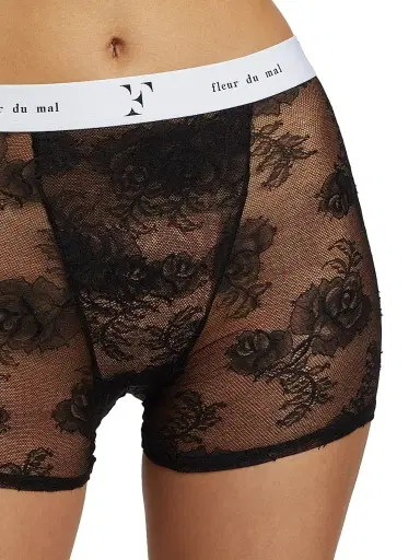 Fleur du Mal Women's Bouquet Lace Boxers - Black - Size XS | Thumbnail 5 Fleur du Mal Women's Bouquet Lace Boxers - Black - Size XS | Thumbnail 5