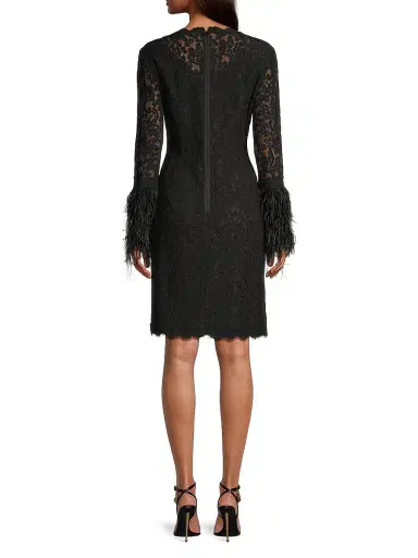 Shani Women's Feather-Trim Lace Sheath Dress - Black - Size 16 | Thumbnail 5 Shani Women's Feather-Trim Lace Sheath Dress - Black - Size 16 | Thumbnail 5