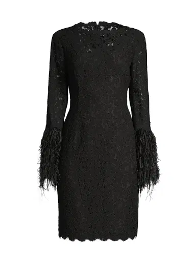Shani Women's Feather-Trim Lace Sheath Dress | Thumbnail 1 Shani Women's Feather-Trim Lace Sheath Dress | Thumbnail 1