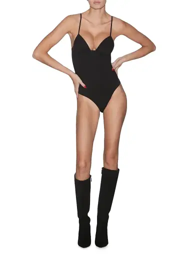 Fleur du Mal Women's Soft-Cup Wireless Bodysuit - Black - Size Large | Thumbnail 2