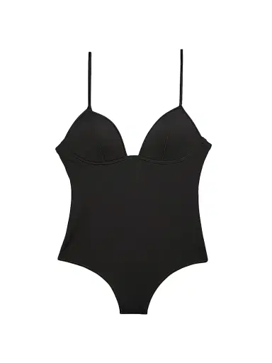 Fleur du Mal Women's Soft-Cup Wireless Bodysuit - Black - Size Large | Thumbnail 1