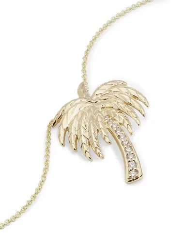 Sydney Evan Women's 14K Yellow Gold & 0.10 TCW Diamond Palm Tree Pendant Necklace - Yellow Gold | Thumbnail 3