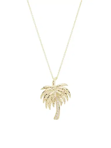 Sydney Evan Women's 14K Yellow Gold & 0.10 TCW Diamond Palm Tree Pendant Necklace - Yellow Gold | Thumbnail 1