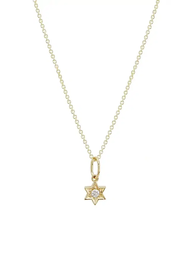 Women's 14K Yellow Gold & 0.04 TCW Diamond Star Of David Pendant Necklace - Yellow Gold