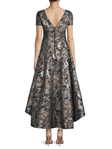 Shani Women's Jacquard High-Low Gown - Black Gold - Size 10 | Thumbnail 5