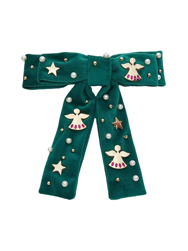 Lele Sadoughi Women's Antoinette Angel Bell Bow Barrette - Forest Green