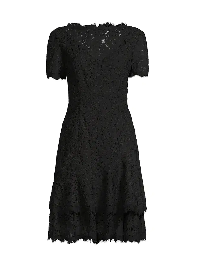Women's Floral Lace Dress - Black Women's Floral Lace Dress - Black