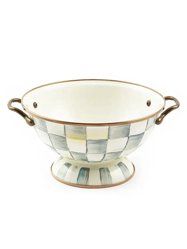 MacKenzie-Childs Sterling Check Enamel Simply Anything Bowl