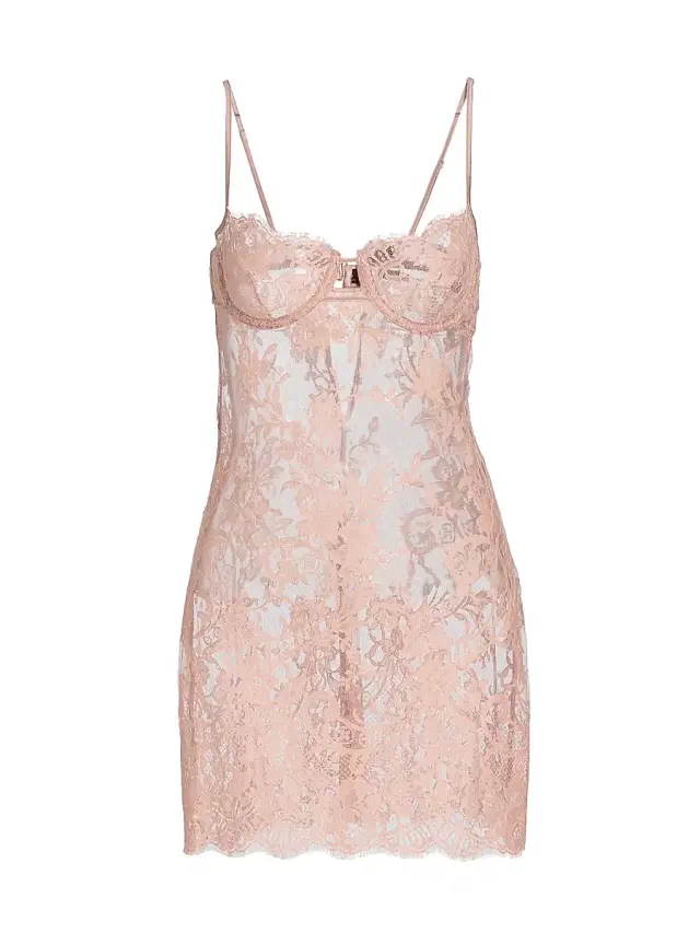 Kiki de Montparnasse Women's Camille Lace Mini-Slipdress - Buff