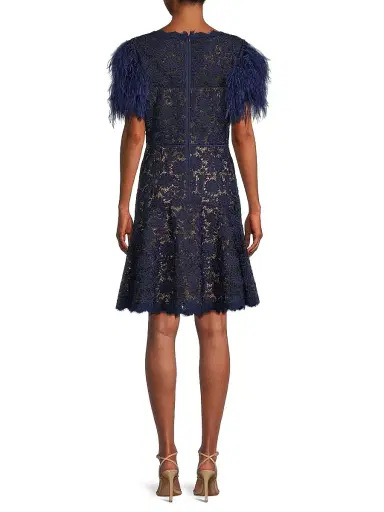 Shani Women's Feathers Lace Minidress - Navy Beige - Size 10 | Thumbnail 5 Shani Women's Feathers Lace Minidress - Navy Beige - Size 10 | Thumbnail 5