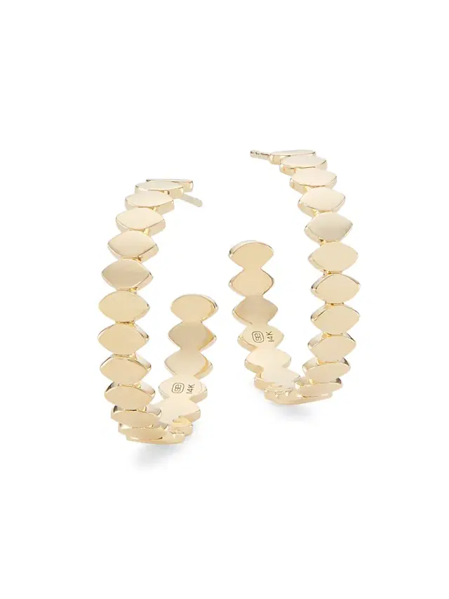 Women's Pure 14K Yellow Gold Marquise Hoop Earrings - Yellow Gold